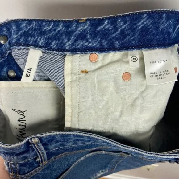 NWT GRLFRND Denim A-Frame Gusset Mini Skirt Revolve Eva Size 30 New With Tags - Picture 4 of 6